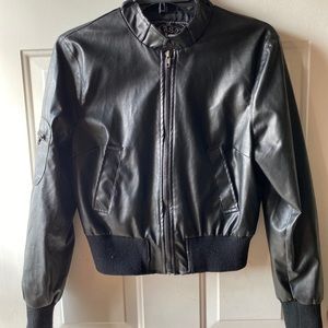 Faux Fur Bomber Leather Jacket